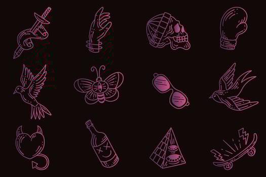 Set collection mystical celestial clipart symbol space doodle esoteric elements vintage illustration vector
