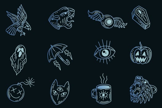 Set collection mystical celestial clipart symbol space doodle esoteric elements vintage illustration vector