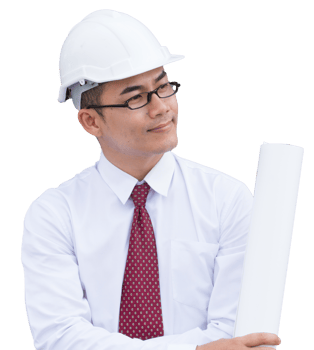Architects mature man and young woman working on site,the man pointing to somewhere and they have a discussion png