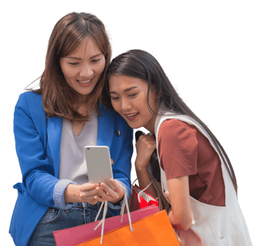 Happy Women Taking Selfie after Shopping. Taking Selfie and Sharing Photos on Social Networks is very common and fashion at the moment png
