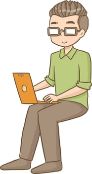 man work computer cute kawaii cartoon character illustration clipart free download vector