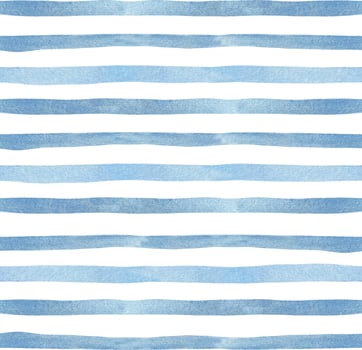 Watercolor blue stripes on white background. Nautical marine bac vector