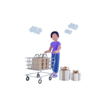 3d render online shopping character png