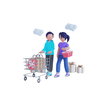 3d render online shopping character png