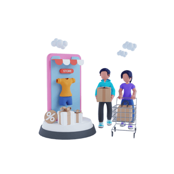 3d render online shopping character png