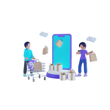 3d render online shopping character png