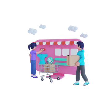 3d render online shopping character png