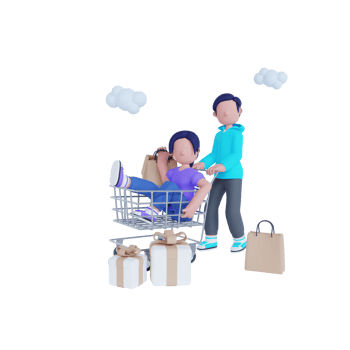 3d render online shopping character png