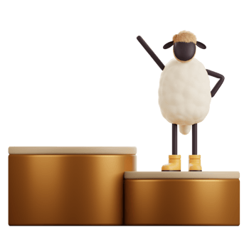 A Sheep Standing on Podium Display 3d Illustration png