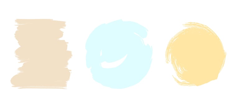 Abstract pastel texture collection. Grunge textured icon set, simple hand drawn vector brush strokes.  Circle shape.