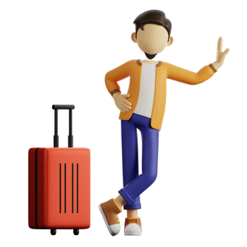 A Man is Standing near His Suitcase 3d Illustration png