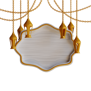 3d render gold lantern and frame png
