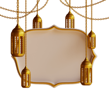 3d render gold lantern and frame png