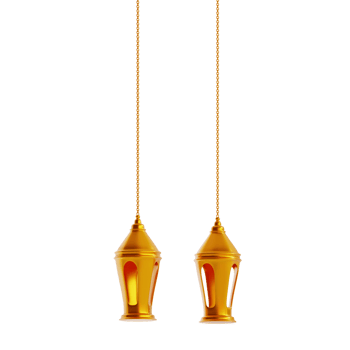 3d render gold lantern png