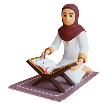 3d Render Women reading Al Quran png