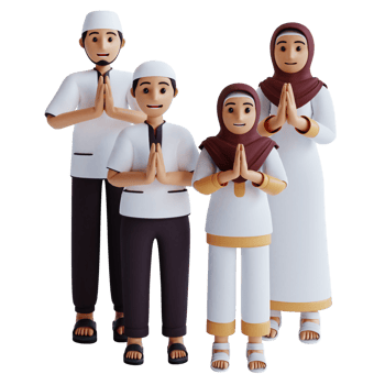 3d render muslim family namaste pose png