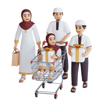 3d render muslim shopping png