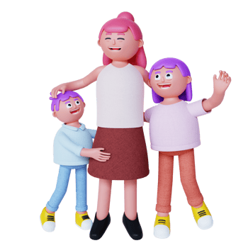 3d render mom girl son celebrating mother day png