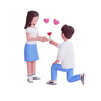 3d render couple celebrating character png