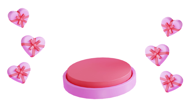 3d render valentine podium with love gift png