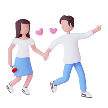 3d render couple celebrating valentine png