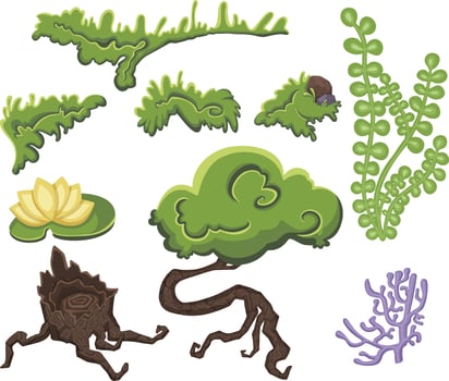 grass green plant freehand drawing vector cartoon style