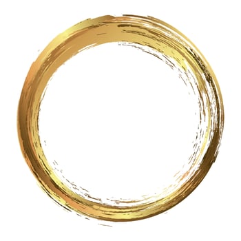 Round golden grunge frame on a white background. Logo. vector