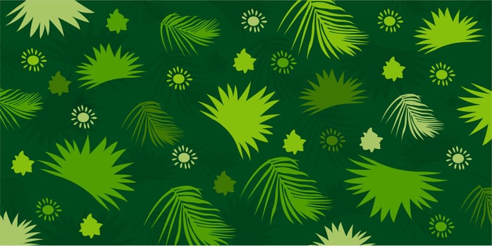 Green background with tropical leaves vector
