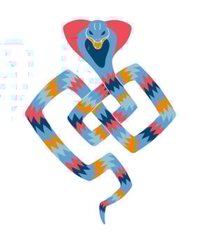 Mythical hypnotic snake, mystical character wild fairy tale animal vector