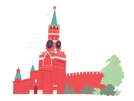 Spasskaya Tower Moscow Kremlin. Russia Red Square vector
