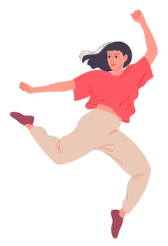 Young woman dancing a modern dance. Female dancer. vector
