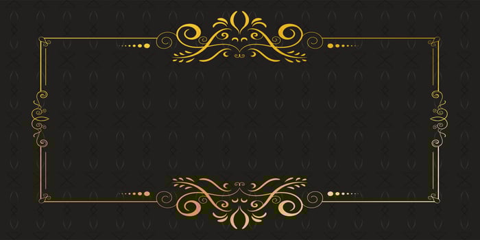 Decorative frame rectangular background with Ornamental golden design, Royal black golden copy space vector