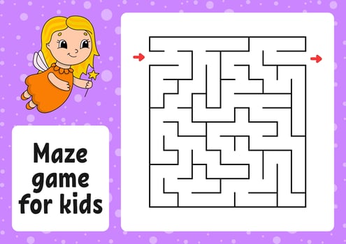 Maze game for kids. Funny labyrinth. Activity worksheet. Puzzle for children. cartoon style. Logical conundrum. Color vector illustration.