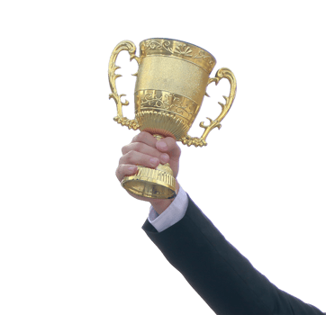 raising arms showing trophies on transparent background png file