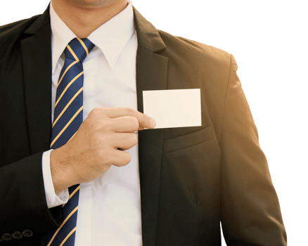 Businessman holding blank business name card from pocket png
