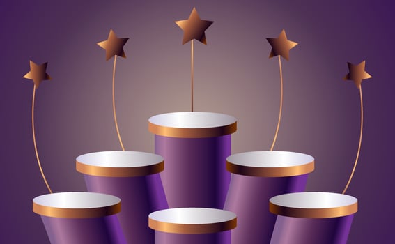 Display for Products. jewelery and cosmetics on stage. Brand and packaging design templates. vector illustration