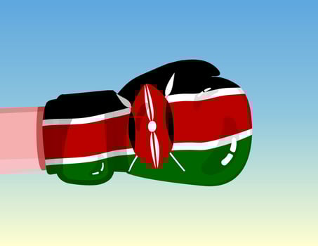 Flag of Kenya on boxing glove. Confrontation between countries with competitive power. Offensive attitude. Separation of power. Template ready design. vector