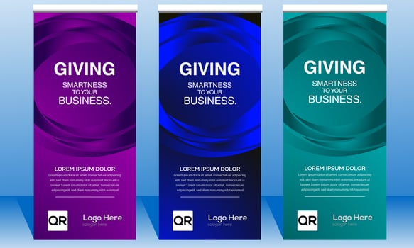 Colorful roll up business banner design, Vertical Banner Design Signboard Advertising, Vector X-banner, Business Roll Up.