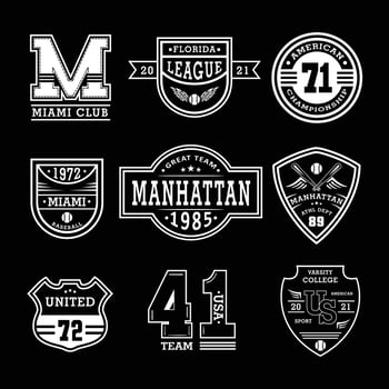 Graphic jeans badges, Authentic denim typography patches vector