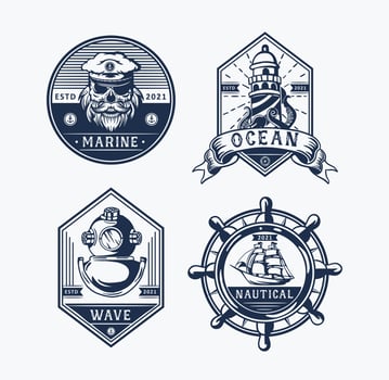 Set of sailing badges labels, emblems and logo vector