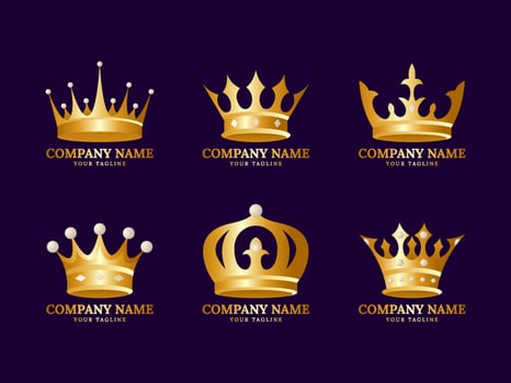 Golden Crown Logo Set vector