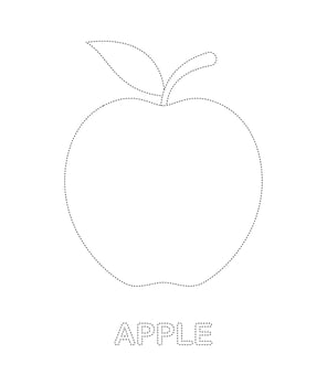 Apple tracing worksheet for kids vector