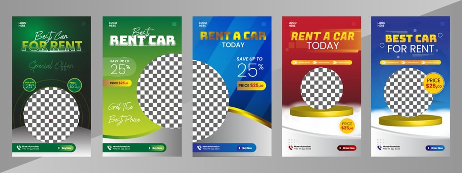Social Media Post Story or Flyer Car Rental Banner Template vector