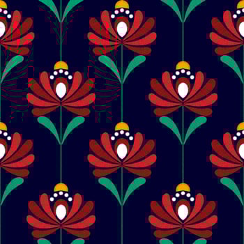 Ikat floral ethnic seamless textile pattern design. Aztec fabric carpet mandala ornaments textile decorations wallpaper. Tribal boho native flower motif traditional embroidery vector background