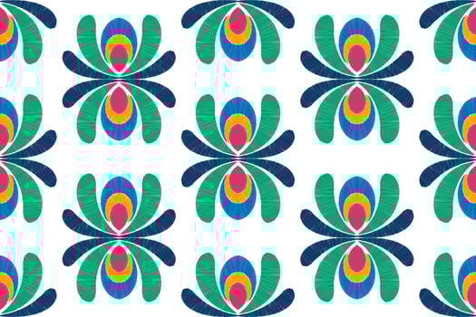 Ikat floral ethnic seamless textile pattern design. Aztec fabric carpet mandala ornaments textile decorations wallpaper. Tribal boho native flower motif traditional embroidery vector background