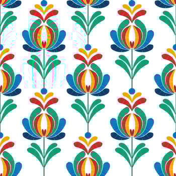 Ikat floral ethnic seamless textile pattern design. Aztec fabric carpet mandala ornaments textile decorations wallpaper. Tribal boho native flower motif traditional embroidery vector background