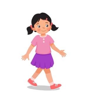 cute little girl walking on the road vector