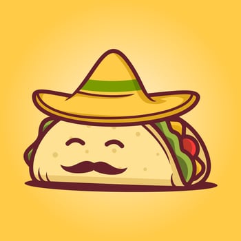 Taco wearing sombrero logo template vector