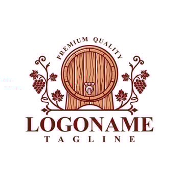 Hand drawn vineyard logo, wine logo template vector