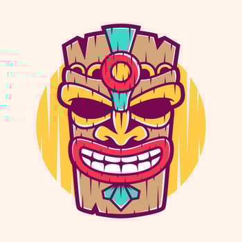 Funny tiki mask cartoon vector